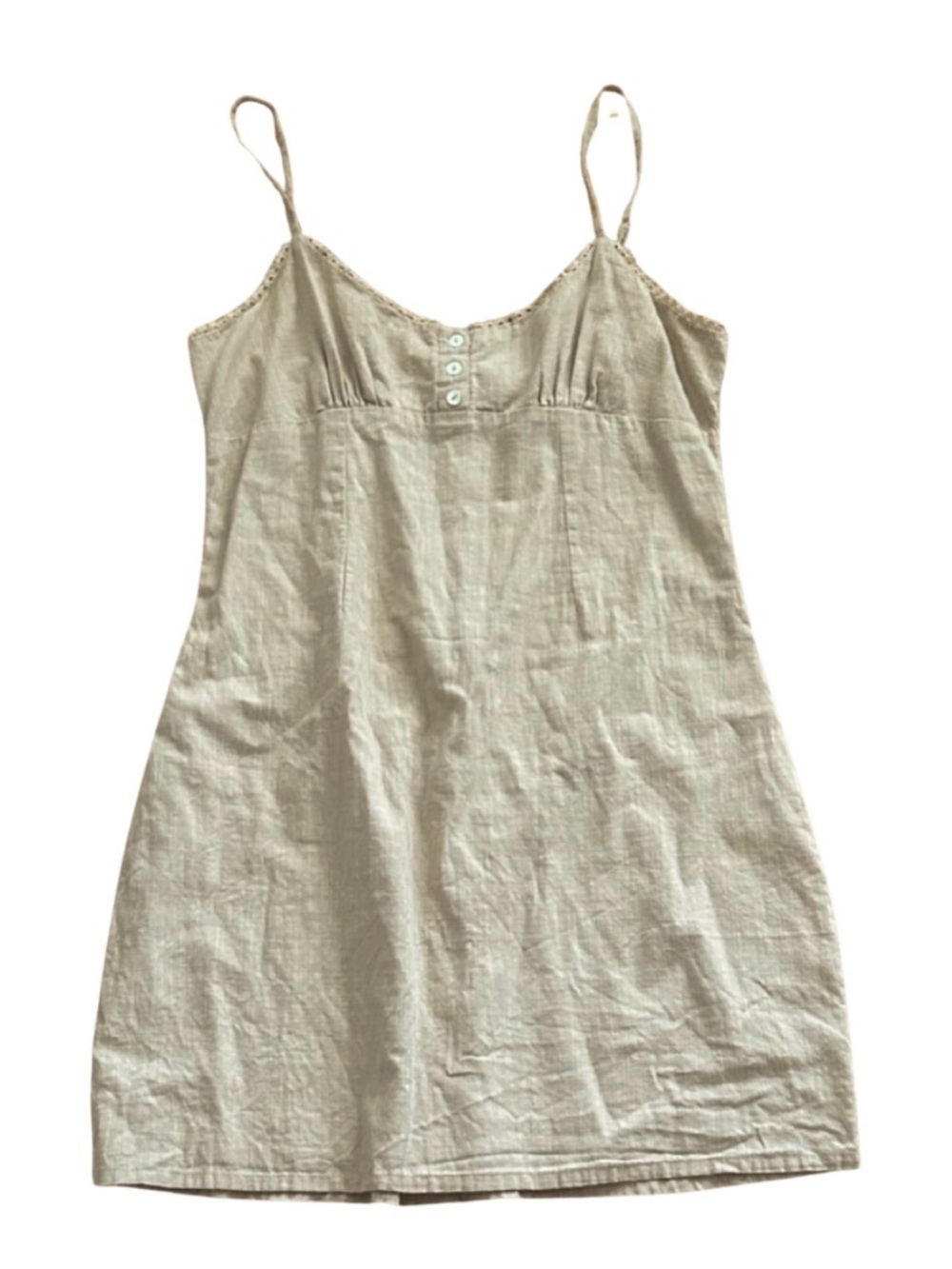 Cotton On Lace Trim Cami Adjustable Strap Cotton Mini Dress | Tan | Size Small